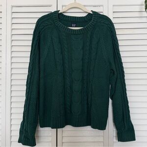 GAP 100% Cotton Green Cable Knit Sweater